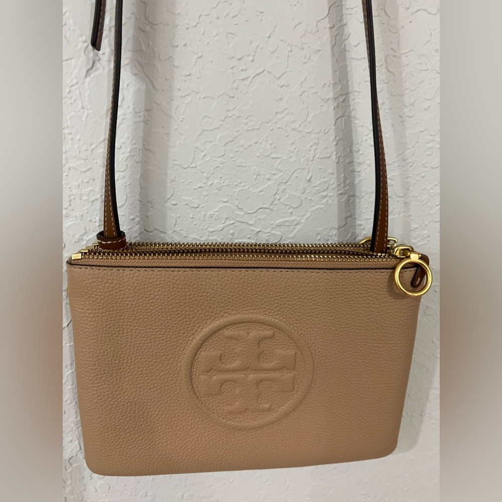 Tan Tory Burch cross body purse